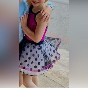 Weissman Girls Fuchsia Sequin Bodice with Black Polka Dot Tutu size SC or 6/6x